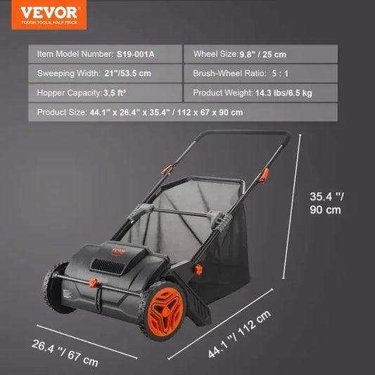 Heavy Duty Push Lawn Sweeper
